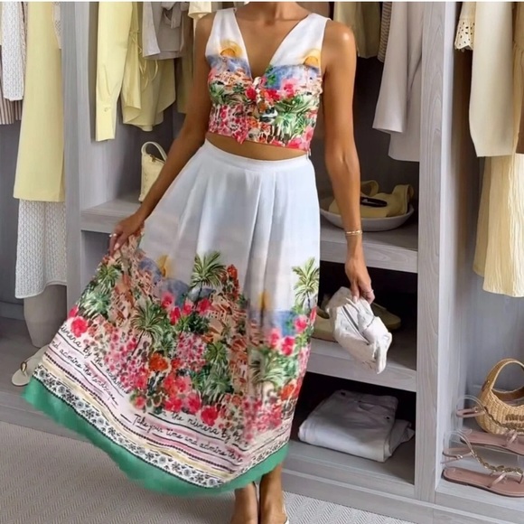 ZARA PRINTED KNOT TOP - Picture 4 of 15